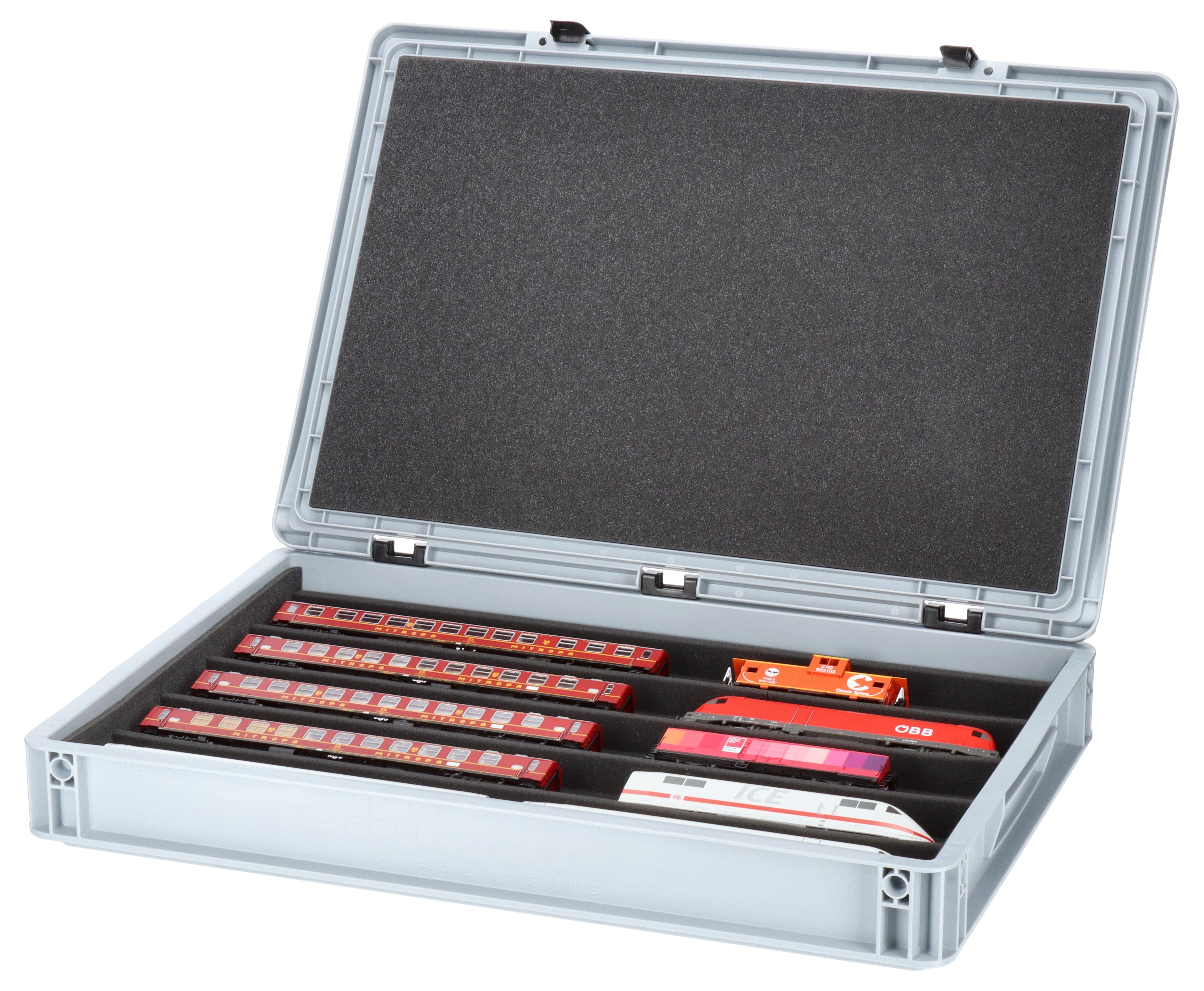 Eurobox 60 x 40 cm Set with PanoramaLiege - 5 compartments for H0 scale