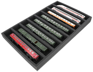 Foam insert gauge H0 - horizontal - 8 slots for model railway - suitable for Storage Box DSLB075 - DS050A001
