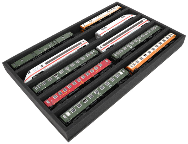 Foam insert gauge H0 - lying - 5 slots for model railway - DS050A002