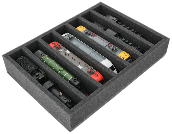 Foam insert H0 gauge - standing - 7 bars for model railway for Euroboxes - DD065A003