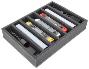360 mm x 260 mm x 65 mm Schaumstoffeinlage für Modelleisenbahnen - Spur H0 - 7 Fächer - für stehende Aufbewahrung - DD065A003