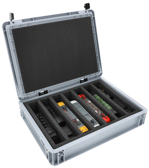 Eurobox 40x30 set for model railways - H0 gauge - 7 compartments - foam insert for upright storage
