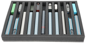 370 mm x 270 mm x 40 mm Foam insert for model railway - N scale - 11 compartments - for upright storage - IU040A002