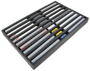 570 mm x 370 mm x 50 mm Foam insert for model railway - TT scale - 9 compartments - for upright storage - JV050A002