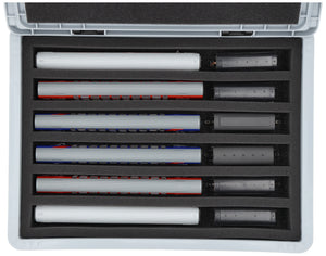 Eurobox 40 x 30 cm Set for model railway - TT scale - 6 compartments - foam insert for upright storage