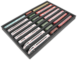 570 mm x 370 mm x 40 mm foam insert for model railway - TT scale - 7 compartments - for horizontal storage