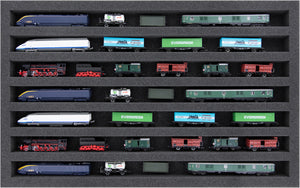 Schaumstoffeinlage Spur N - liegend - 7 Fächer für Modelleisenbahn - DS035A001