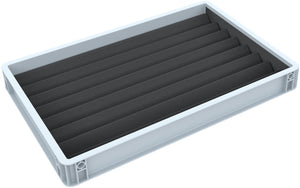 Stackable Eurobox 60 x 40 cm Set with Zugliege for model railway - 7 compartments for TT gauge