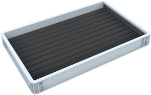 Stapelbare Eurobox 60 x 40 cm mit Zugliege für Modelleisenbahn - 10 Fächer für Spur Z