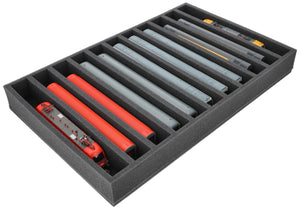 Foam insert gauge H0 - upright - 11 slots for model railway - suitable for Storage Box DSLB075- DS065A002