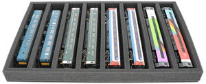 570 mm x 360 mm x 50 mm Schaumstoffeinlage für Modelleisenbahn - Spur 00 - 8 Fächer - für liegende Aufbewahrung - JV050A006