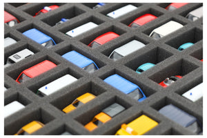 570 mm x 370 mm x 35 mm Schaumstoffeinlage für Modellautos 1:87 - 85 Fächer - JV035A001