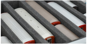 Eurobox 40 x 30 cm Set für Modelleisenbahnen - Spur H0m - 8 Fächer - Schaumstoffeinlage zur stehenden Aufbewahrung