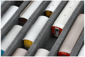 Eurobox 40 x 30 cm Set for model railway - H0m scale - 6 compartments - foam insert for upright storage