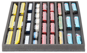 570 x 370 x 35 mm Schaumstoffeinlage für Modelleisenbahn - Spur N - 9 Fächer - für liegende Aufbewahrung - JV035A003