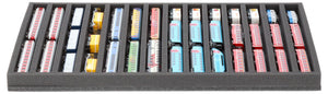 570 x 370 x 35 mm Schaumstoffeinlage für Modelleisenbahn - Spur N - 14 Fächer - für liegende Aufbewahrung - JV035A002