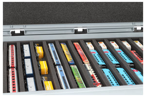 Eurobox 60 x 40 cm Set für Modelleisenbahnen - Spur N - 14 Fächer - Schaumstoffeinlage zur liegenden Aufbewahrung