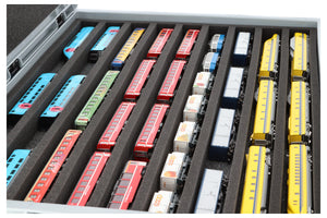 Eurobox 60 x 40 cm Set für Modelleisenbahnen - Spur N - 9 Fächer - Schaumstoffeinlage zur liegenden Aufbewahrung