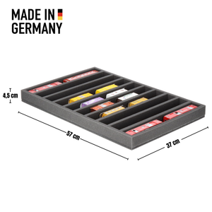 570 mm x 370 mm x 55 mm Foam insert for model railway - H0m scale - 10 compartments - for horizontal storage - JV045A001