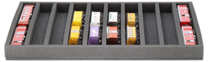 570 mm x 370 mm x 55 mm Foam insert for model railway - H0m scale - 10 compartments - for horizontal storage - JV045A001