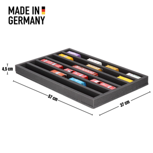 570 mm x 370 mm x 55 mm foam insert for model railway - H0m scale - 6 compartments - for horizontal storage - JV045A002