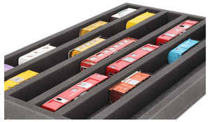 570 mm x 370 mm x 55 mm foam insert for model railway - H0m scale - 6 compartments - for horizontal storage - JV045A002