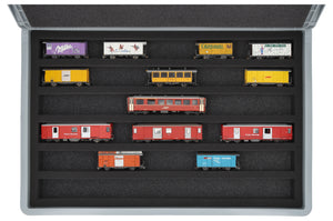 Eurobox 60 x 40 cm Set for model railway - H0m scale - 6 compartments - foam insert for horizontal storage