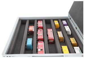 Eurobox 60 x 40 cm Set for model railway - H0m scale - 6 compartments - foam insert for horizontal storage