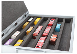Eurobox 60 x 40 cm Set for model railway - H0m scale - 6 compartments - foam insert for horizontal storage