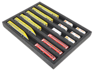 Foam insert for model railway - N scale - 6 compartments - for horizontal storage - IU035A002