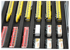 Eurobox 40 x 30 cm Set for model railway - N scale - 6 compartments - foam insert for horizontal storage