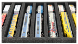 370 mm x 270 mm x 35 mm Schaumstoffeinlage für Modelleisenbahn - Spur N - 9 Fächer - für liegende Aufbewahrung - IU035A003