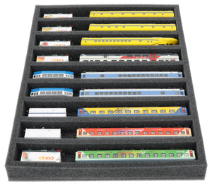 370 mm x 270 mm x 35 mm Schaumstoffeinlage für Modelleisenbahn - Spur N - 9 Fächer - für liegende Aufbewahrung - IU035A003