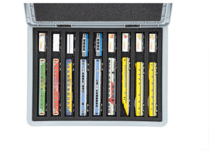 Eurobox 40 x 30 cm Set für Modelleisenbahnen - Spur N - 9 Fächer - Schaumstoffeinlage zur liegenden Aufbewahrung