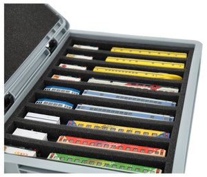Eurobox 40 x 30 cm Set für Modelleisenbahnen - Spur N - 9 Fächer - Schaumstoffeinlage zur liegenden Aufbewahrung