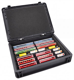 Eurobox 40 x 30 Set mit Zugliege - 7 Fächer für Spur N - für Modelleisenbahnen, Loks und Fahrzeuge