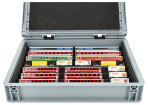 Eurobox 40 x 30 Set mit Zugliege - 7 Fächer für Spur N - für Modelleisenbahnen, Loks und Fahrzeuge