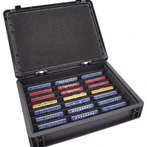 Eurobox 40x30 Set with Zugliege - 7 compartments for Z Gauge - for model railway locomotives, wagons and vehicles