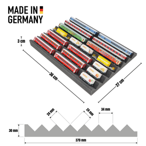 Eurobox 40 x 30 Set mit Zugliege - 7 Fächer für Spur N - für Modelleisenbahnen, Loks und Fahrzeuge