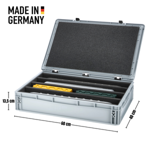Eurobox 60 x 40 cm Set für Modelleisenbahnen - Spur 0 - 4 Fächer - Schaumstoffeinlage zur stehenden Aufbewahrung