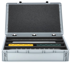 Eurobox 60 x 40 cm Set für Modelleisenbahnen - Spur 0 - 4 Fächer - Schaumstoffeinlage zur stehenden Aufbewahrung