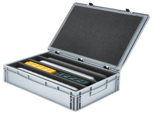 Eurobox 60 x 40 cm Set für Modelleisenbahnen - Spur 0 - 4 Fächer - Schaumstoffeinlage zur stehenden Aufbewahrung