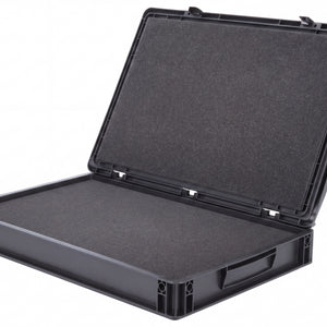 ED 64/75 HG Eurobehälter / Euro Box mit Scharnierdeckel 600 x 400 x 90 mm inklusive Rasterschaumstoff