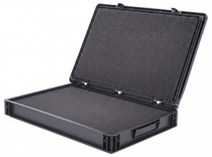 ED 64/75 HG Eurobehälter / Euro Box mit Scharnierdeckel 600 x 400 x 90 mm inklusive Rasterschaumstoff