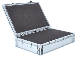 ED 64/12 HG Eurobehälter / Euro Box mit Scharnierdeckel 600 x 400 x 135 mm inklusive Rasterschaumstoff