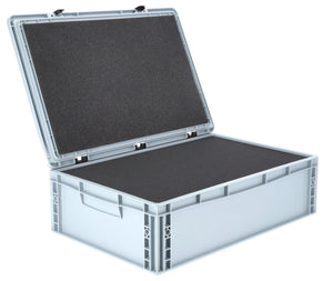 ED 64/17 HG Eurobehälter / Euro Box mit Scharnierdeckel 600 x 400 x 185 mm inklusive Rasterschaumstoff