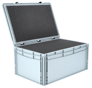 ED 64/27 HG Eurobehälter / Euro Box mit Scharnierdeckel 600 x 400 x 285 mm inklusive Rasterschaumstoff