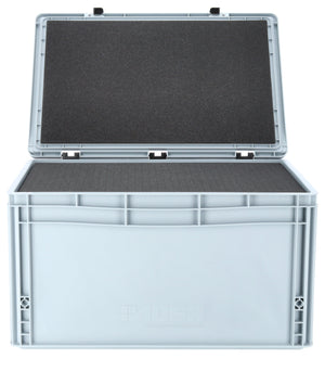 ED 64/32 HG Eurobehälter / Euro Box mit Scharnierdeckel 600 x 400 x 335 mm inklusive Rasterschaumstoff
