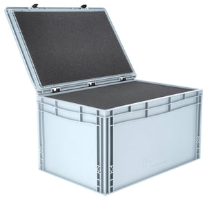 ED 64/32 HG Eurobehälter / Euro Box mit Scharnierdeckel 600 x 400 x 335 mm inklusive Rasterschaumstoff