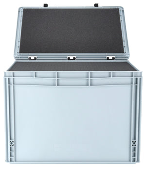 ED 64/42 HG Eurobehälter / Euro Box mit Scharnierdeckel 600 x 400 x 435 mm inklusive Rasterschaumstoff